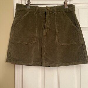 New American Eagle olive green corduroy skirt $68 Anthropologie 10